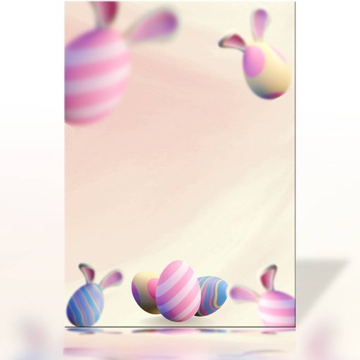 [1-501] Verspieltes Briefpapier „Osterhäschen und Eier“ – Fröhliche Grüße zu Ostern
