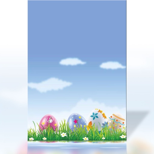 Fröhliches Briefpapier „Ostereier in grüner Wiese“ – Osterfreude pur 